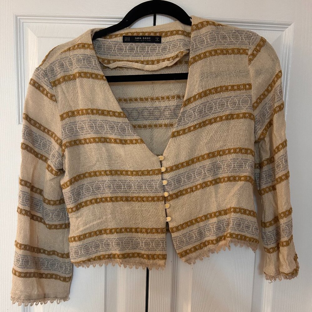 Zara Basic Patterned Cropped Blouse